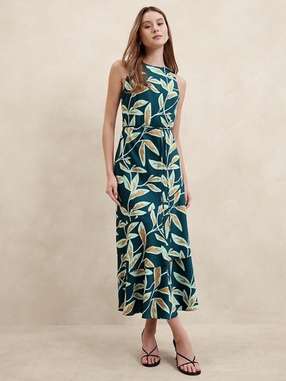 Banana Republic Floral Tiered Midi Dress XS NWOT